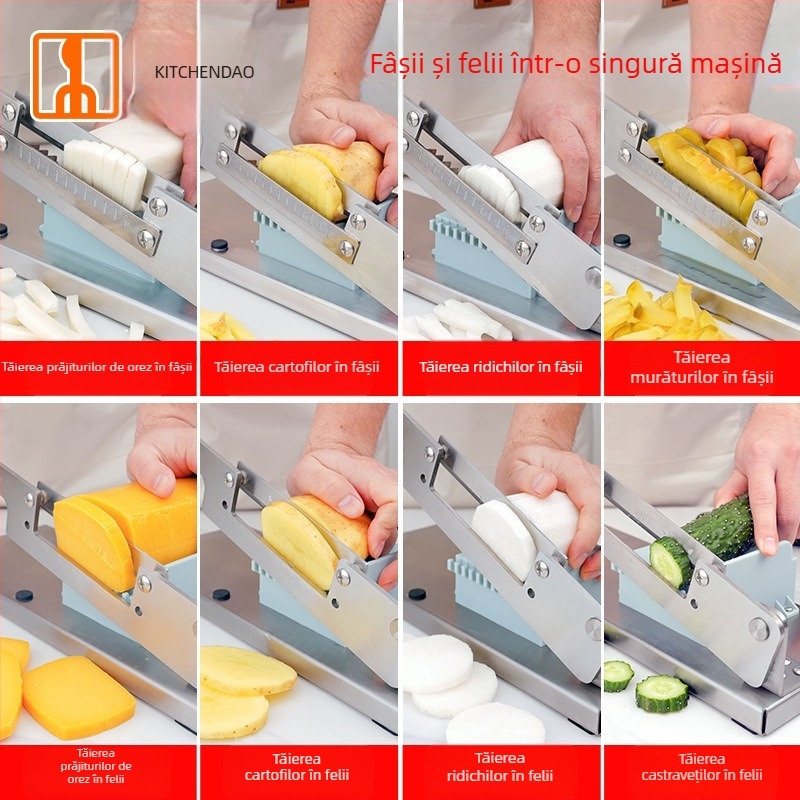 Tăietor de prăjituri din orez, oțel inoxidabil, pentru uz casnic și comercial, feliere de cartofi și morcovi