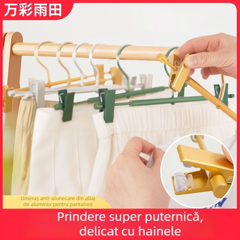 Raft pentru pantaloni din aliaj de aluminiu, clips anti-derapare fără urme pentru haine, clips pentru lenjerie, aluminiu spațial, utilizare casnică multifuncțională