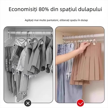 Cleme pantaloni din oțel inoxidabil fără urme – suport de depozitare multifuncțional pentru garderobă