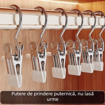 Umeraș cu trei clipsuri pentru pantaloni, fuste și jeans – organizator de garderob cu cârlige