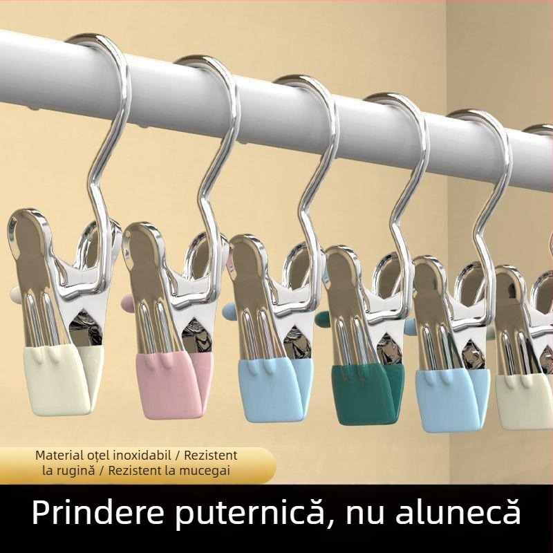 Umeraș cu trei clipsuri pentru pantaloni, fuste și jeans – organizator de garderob cu cârlige