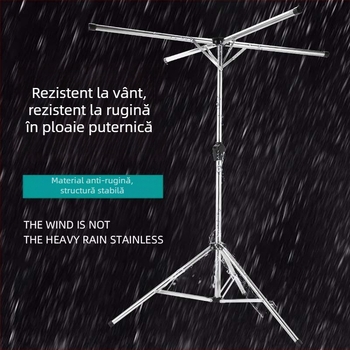 Uscător de haine pe podea, pliabil, pentru interior/exterior, din oțel inoxidabil, formă X, tijă telescopică pentru uscare cuverturi