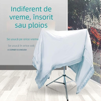 Uscător de haine pe podea, pliabil, pentru interior/exterior, din oțel inoxidabil, formă X, tijă telescopică pentru uscare cuverturi