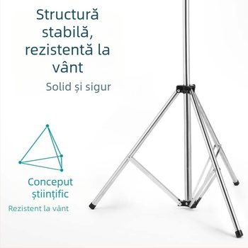 Uscător de haine pe podea, pliabil, pentru interior/exterior, din oțel inoxidabil, formă X, tijă telescopică pentru uscare cuverturi