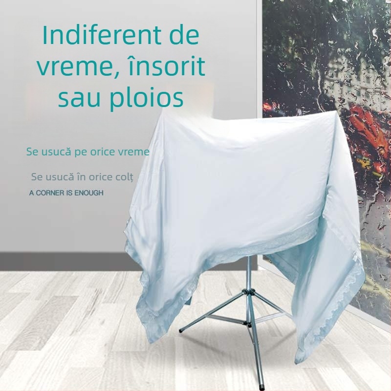 Uscător de haine pe podea, pliabil, pentru interior/exterior, din oțel inoxidabil, formă X, tijă telescopică pentru uscare cuverturi