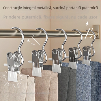 Umeraș metalic multifuncțional cu cârlig unic, acoperire antiaderentă, uscare pentru șosete și lenjerie intimă