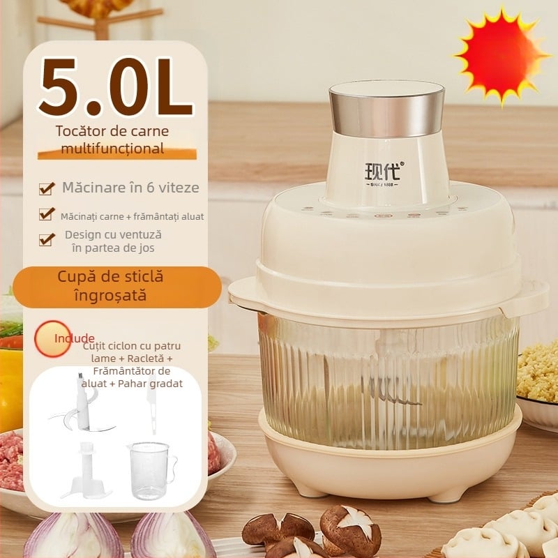 Mașină de tocat carne și frământat aluat cu ecran tactil inteligent, 5 L – dispozitiv multifuncțional all-in-one