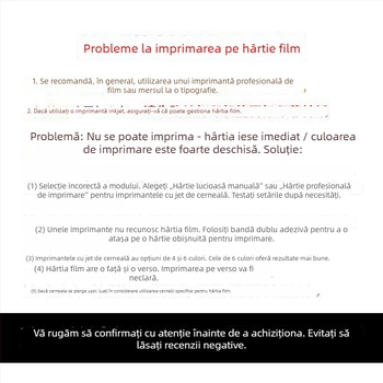Foi transparente A4 pentru imprimare cu cerneală și laser, hârtie de film rezistentă la apă, foi de iluminare de 6 inci