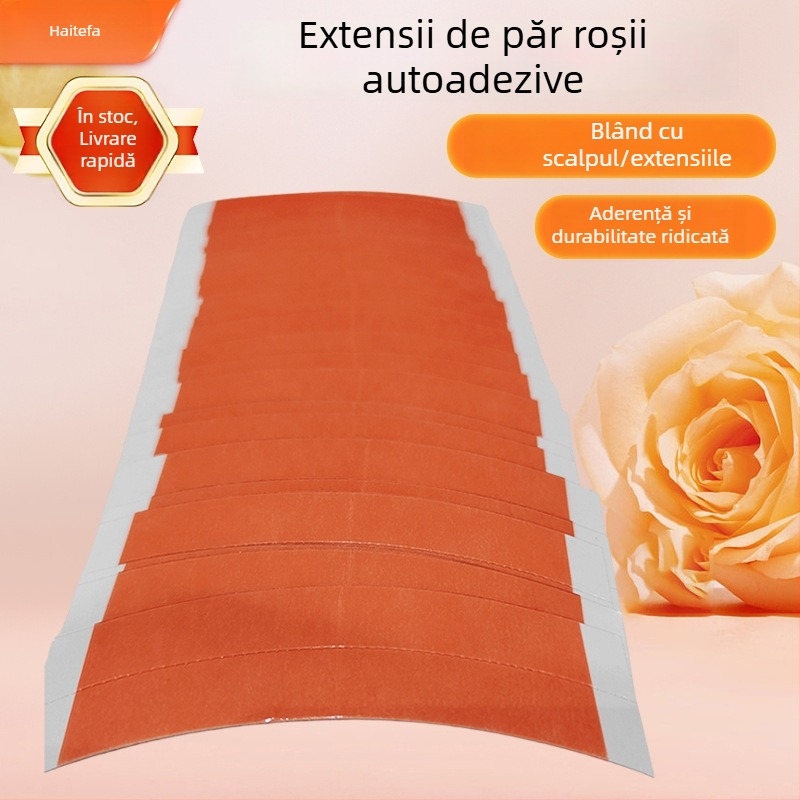 Piesă de păr roșie pentru perucă, cu folie adezivă, ușoară și aderentă, ușor de aplicat, comodă pentru înlocuire zilnică