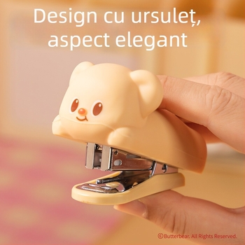 Deli HY199 Mini Capsator cu design Butter Bear, set pentru elevi – dispozitiv portabil pentru legarea documentelor