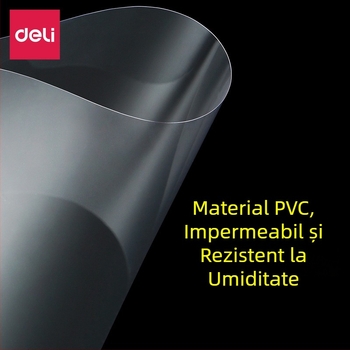 Deli 3820 Copertă de legare A4 transparentă, folie PVC, 50 de coli/set