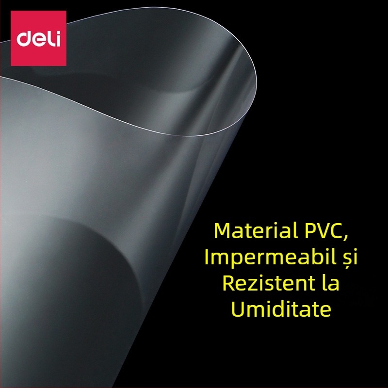 Deli 3820 Copertă de legare A4 transparentă, folie PVC, 50 de coli/set