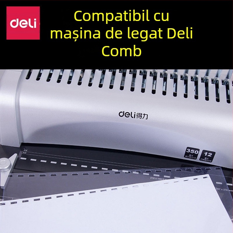 Deli 3820 Copertă de legare A4 transparentă, folie PVC, 50 de coli/set
