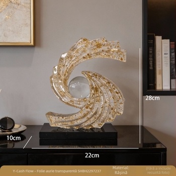 Ornament decorativ din rășină auriu pentru living, stil nordic