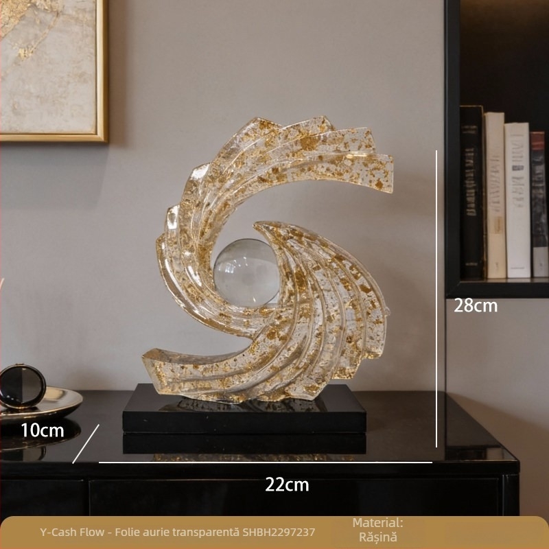 Ornament decorativ din rășină auriu pentru living, stil nordic