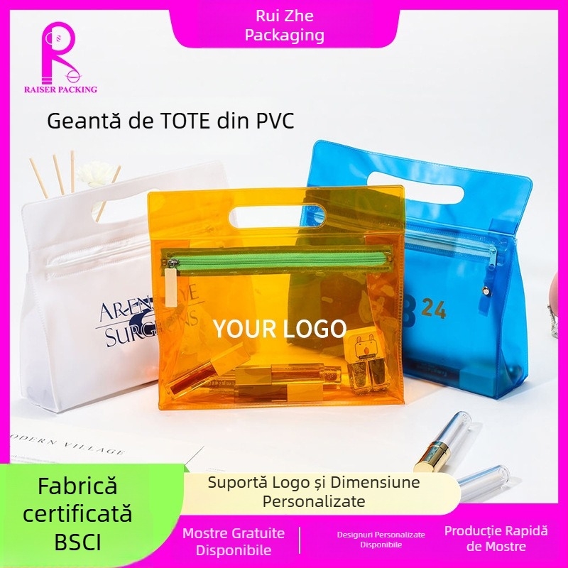 Geantă de machiaj din PVC, geantă de mână portabilă pentru călătorii – organizator pentru machiaj și îngrijire