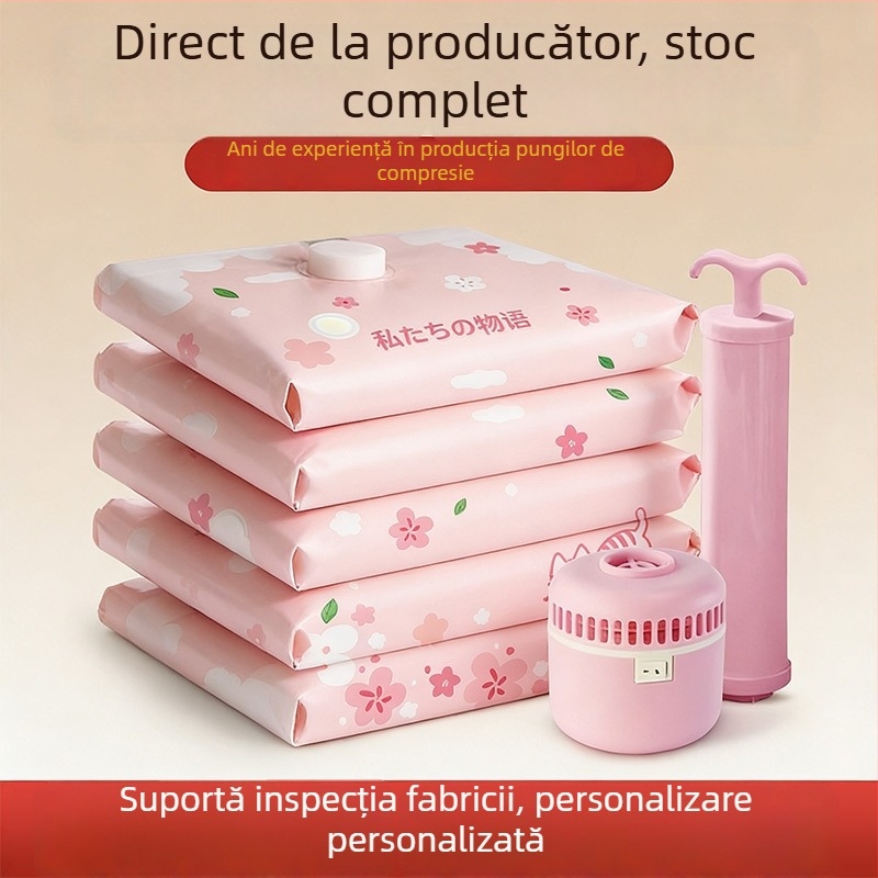 Saci de vid personalizate pentru haine, pilote și jachete cu puf — pungi de compresie pentru uz casnic, mai groase