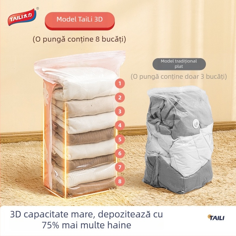 Sac de vid pentru depozitarea păturilor și duvet-urilor – fără evacuare de aer, extra-large, design 3D îngroșat