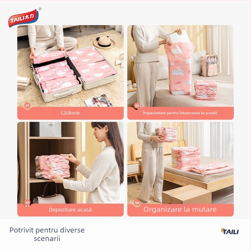 Sac de vid pentru depozitarea păturilor și duvet-urilor – fără evacuare de aer, extra-large, design 3D îngroșat