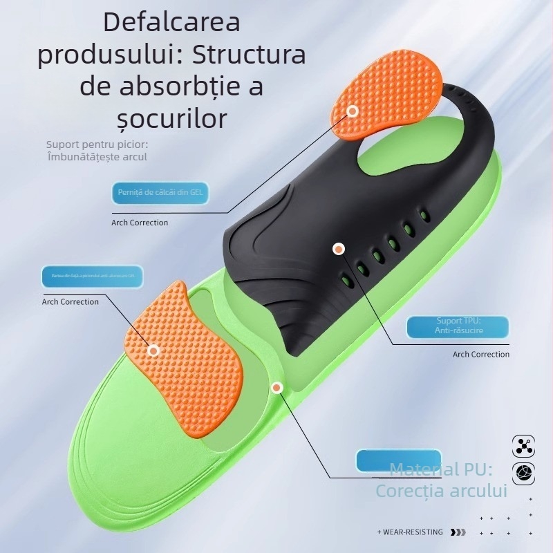 Talpă cu suport pentru arc pentru încălțăminte sport, corectare, absorbție a șocurilor, respirabilă, anti-odor, absorbția transpirației, unisex