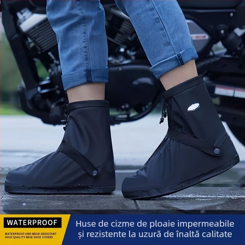 Huse impermeabile pentru încălțăminte, pentru ciclism, unisex, până la gambe, antiderapante, întărite, rezistente la uzură