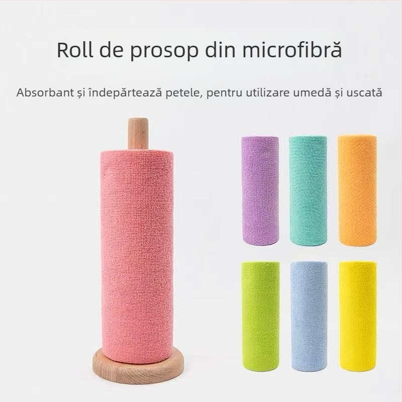 Cârpa de bucătărie din microfibră, tip rulă, pentru curățare uscată și umedă, de unică folosință