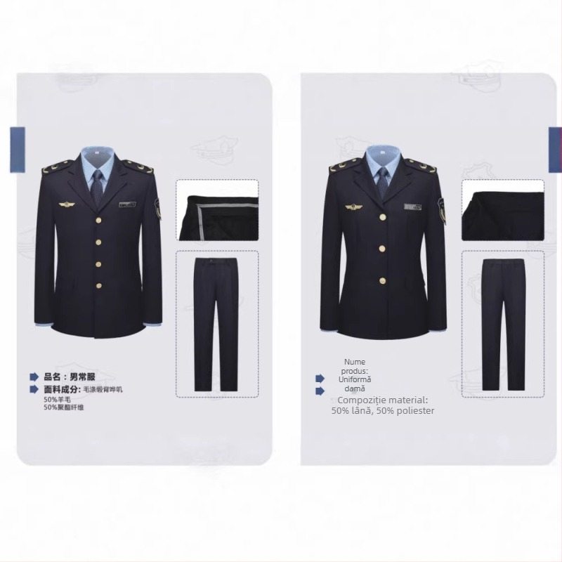 Set costum din poliester twill, bleumarin, pentru primăvară și toamnă, unisex