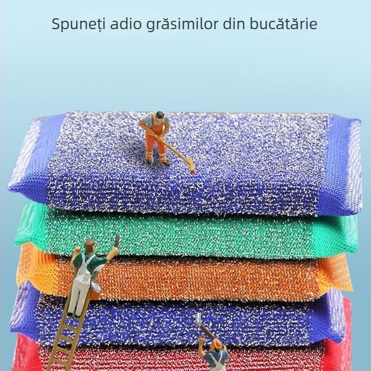 Burete gros din oțel inoxidabil pentru vase și oale – burete abraziv cu plasă din sârmă pentru bucătărie