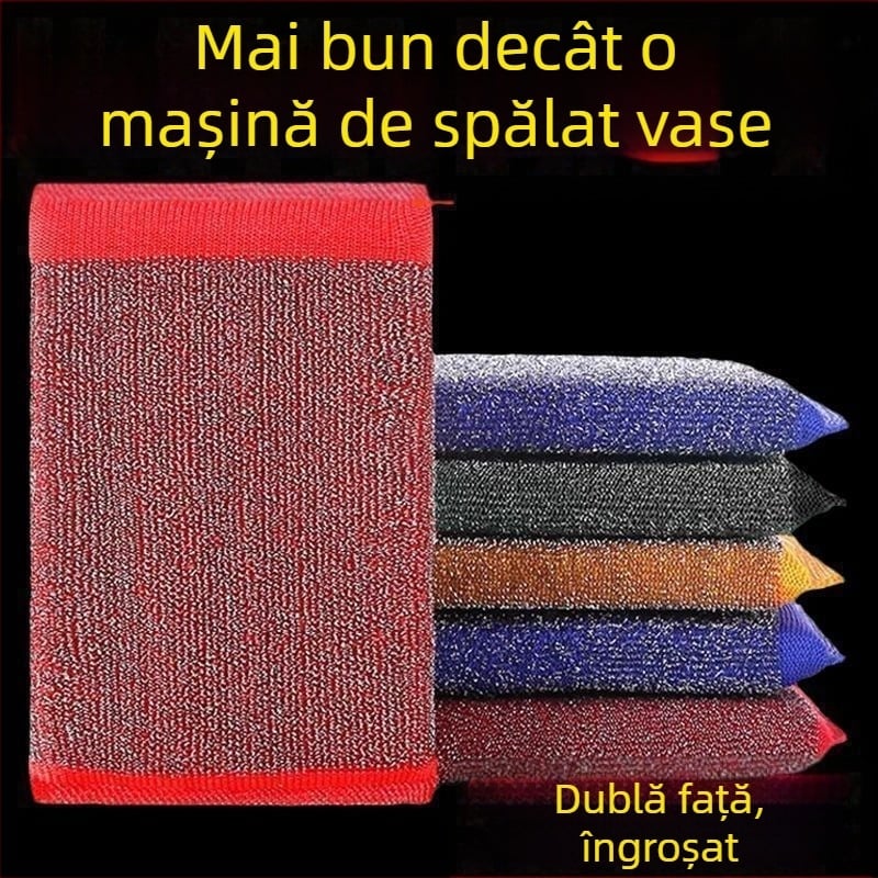 Burete gros din oțel inoxidabil pentru vase și oale – burete abraziv cu plasă din sârmă pentru bucătărie