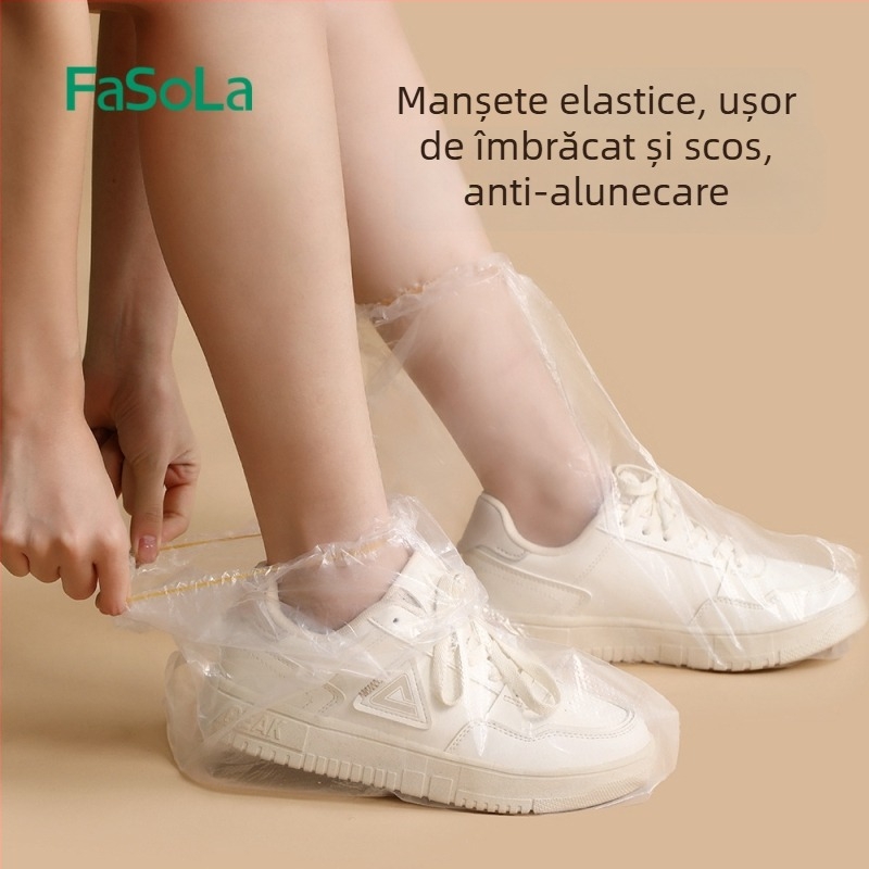 FaSoLa Acoperitoare de pantofi transparente, de unică folosință, impermeabile, PE îngroșat, pentru exterior, portabile