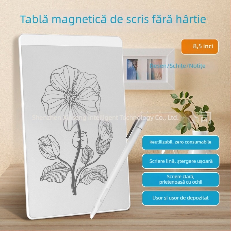 Tablă magnetică albă cu nano-capsulă, de 8,5 inch — fără praf, fără cerneală, fără consumabile, fără energie, reutilizabilă și ștergibilă