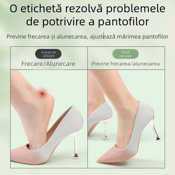 Pernițe din silicon pentru călcâi, prevenire alunecare la pantofi cu toc înalt, pernițe anti-fricțiune pentru călcâi, autoadezive, pentru mokasin și pantofi din piele, dimensiune 9×4 cm