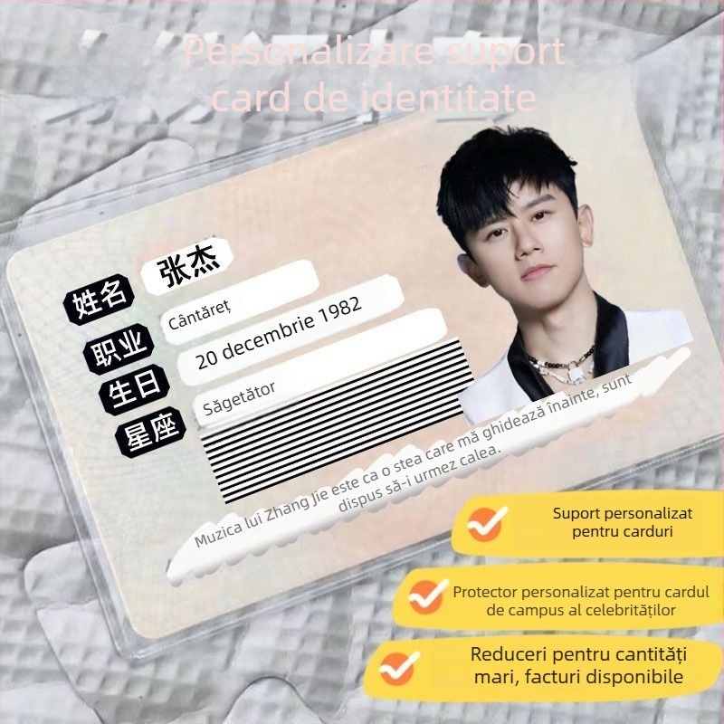 Husă transparentă din PVC pentru card de identitate, cu imprimare personalizată