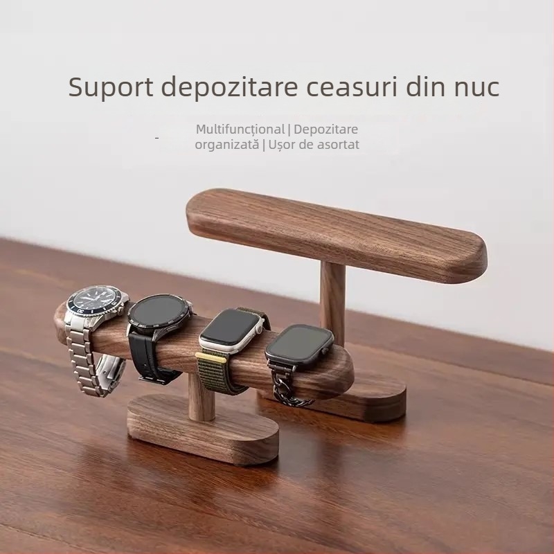Suport pentru ceasuri din lemn de nuc negru, afișaj pentru ceasuri și bijuterii