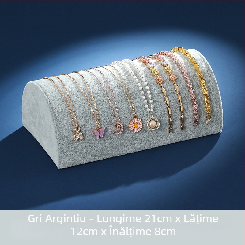 Suport de afișaj bijuterii din flanel, în formă semicirculară, pentru lanțuri, brățări și pandantive