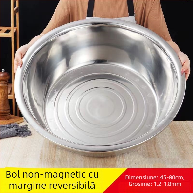 Vas mare din oțel inoxidabil pentru spălat legume, frământarea aluatului și spălarea hainelor