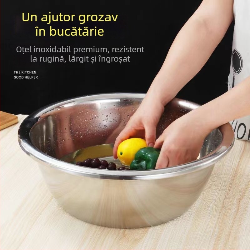 Vas mare din oțel inoxidabil pentru spălat legume, frământarea aluatului și spălarea hainelor