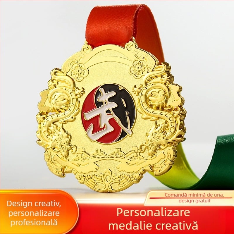 Medalie din aliaj de zinc pentru arte marțiale, plachetă pentru ziua sporturilor școlare, medalie de onoare Kung Fu