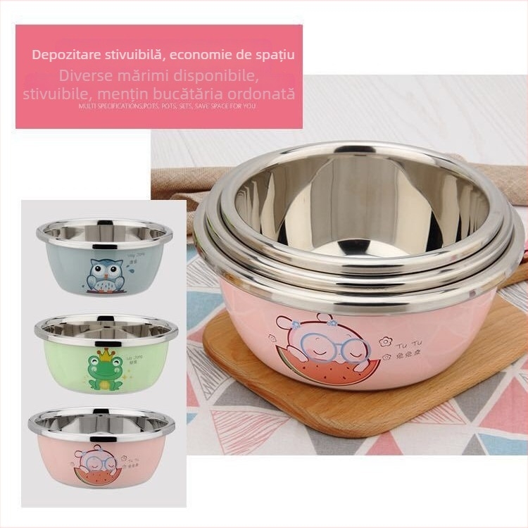 Vas din oțel inoxidabil ne-magnetic, cu design drăguț de desene animate, vas multifuncțional pentru bebeluși și uz casnic