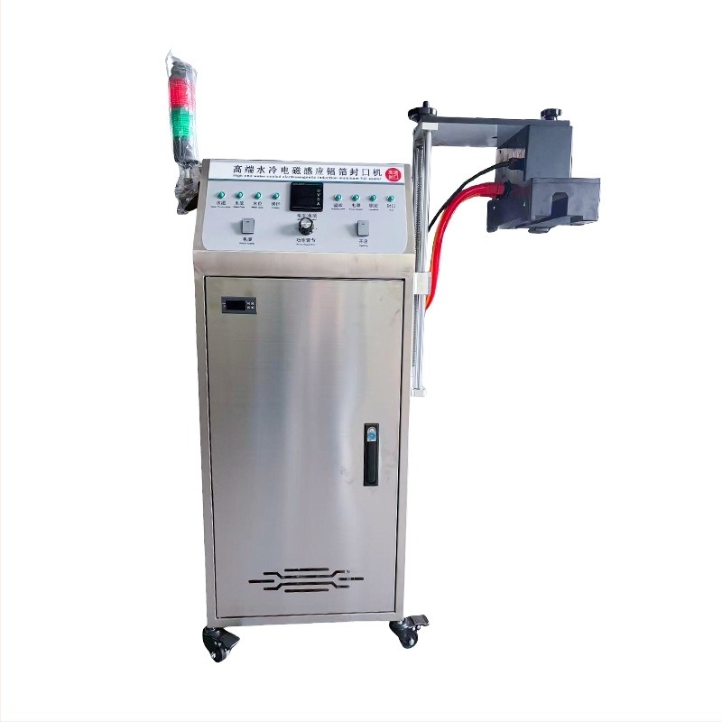 Mașină de sigilare cu folie de aluminiu, cu răcire prin apă, siguranță prin inducție electromagnetică, pentru sticle cu formă neobișnuită, garnitură mică, linie de sigilare