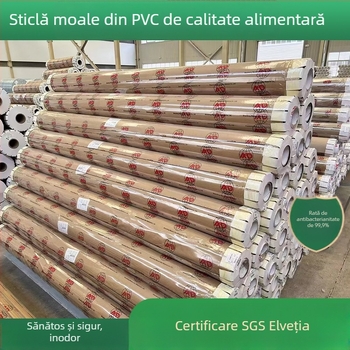 Față de masă PVC transparentă pe rolă, aspect cristal, impermeabilă, rezistentă la ulei, fără miros, suprafață moale pentru masă