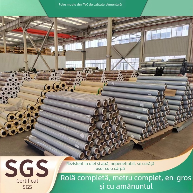 Față de masă PVC transparentă pe rolă, aspect cristal, impermeabilă, rezistentă la ulei, fără miros, suprafață moale pentru masă