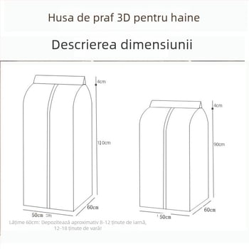 Protecție împotriva prafului din PEVA pentru haine – husă 3D de depozitare, set