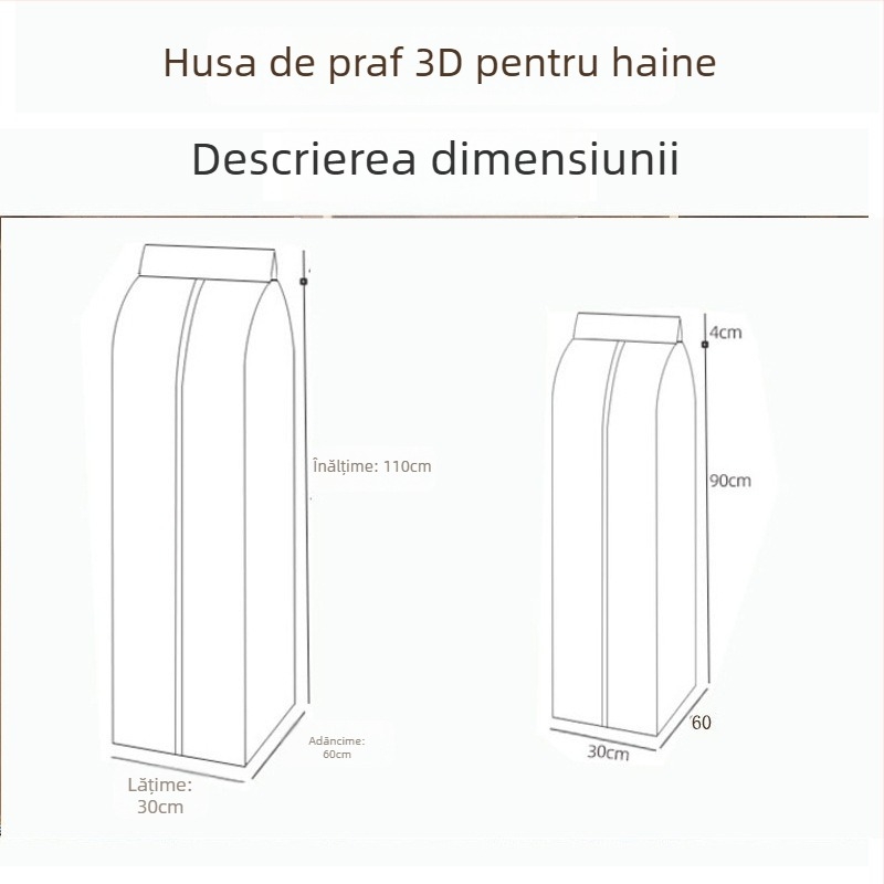 Protecție împotriva prafului din PEVA pentru haine – husă 3D de depozitare, set