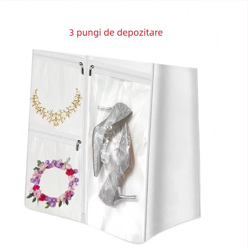 Husa de haine anti-praf, dimensiune mare, pentru paltoane și rochii de mireasă, geantă de depozitare din material nețesut, protecție la praf și umezeală, personalizabilă