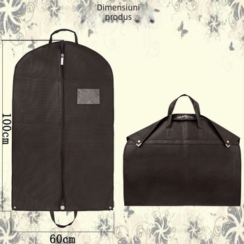 Husă din material nețesut negru, 120 g, protecție împotriva prafului pentru costume
