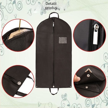 Husă din material nețesut negru, 120 g, protecție împotriva prafului pentru costume