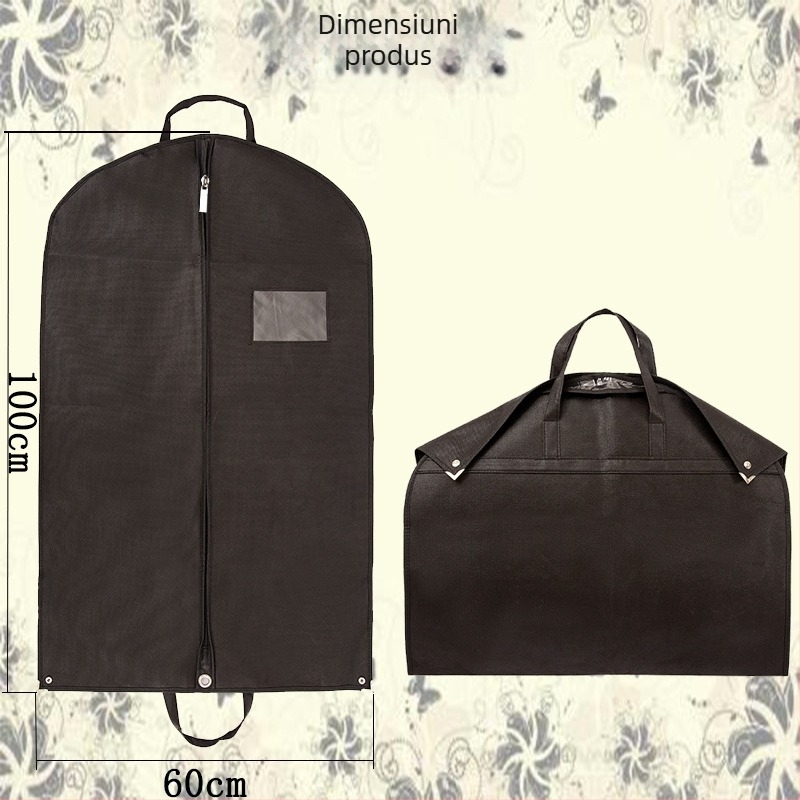Husă din material nețesut negru, 120 g, protecție împotriva prafului pentru costume
