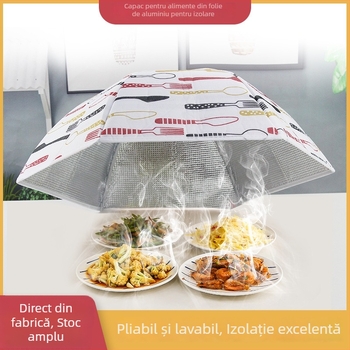 Capac izolațional pentru alimente din folie de aluminiu, pliabil, protecție împotriva prafului, circular, dimensiuni variate