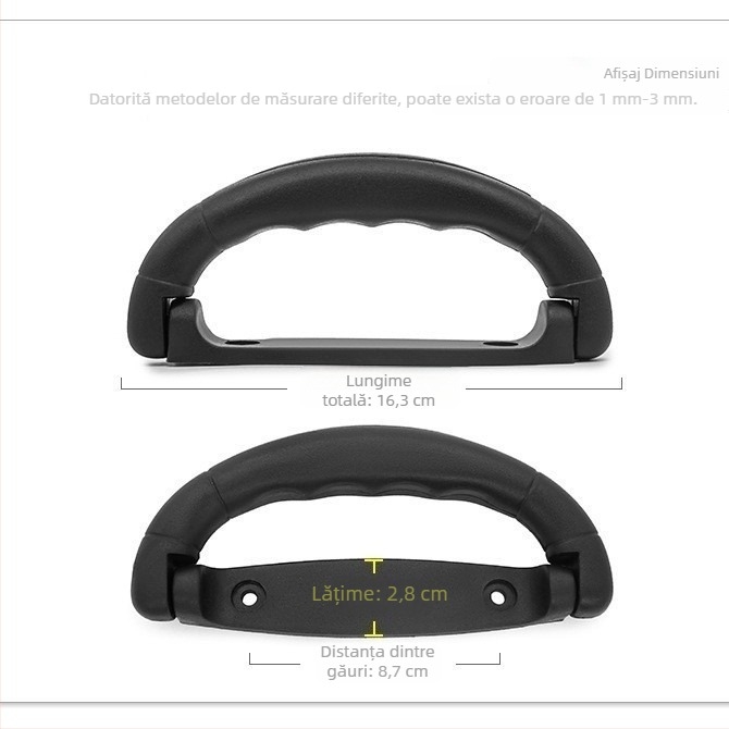 Mâner negru pentru bagaje, din aliaj plastic PVC